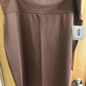 Pink & Grey Ribbed LuLaRoe Cassie Skirt